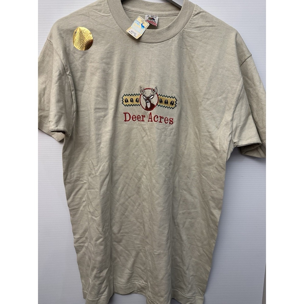 Vintage DEAD STOCK Deer Acres shirt single stitch size Large embroidered